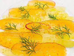 Carpaccio de carottes au curcuma et aneth. alain passard